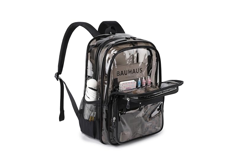 Heavy-Duty Clear Backpack for School, Semi Black - Transparent Bookbag for Students & Events