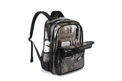 Heavy-Duty Clear Backpack for School, Semi Black - Transparent Bookbag for Students & Events