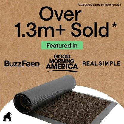 GORILLA GRIP Waterproof All-Season WeatherMAX Doormat - Natural Rubber, Stain & Fade Resistant, 29x17, Dark Brown Pebble