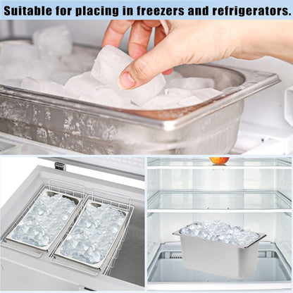 OwnMy 2PCS Ice Buckets for Parties, Stainless Steel Ice Bucket for Freezer, Metal Ice Cubes Bins Storage Container for Freezer, Wine Beer Drink Cooling Buckets for Beverage Cocktails Champagne