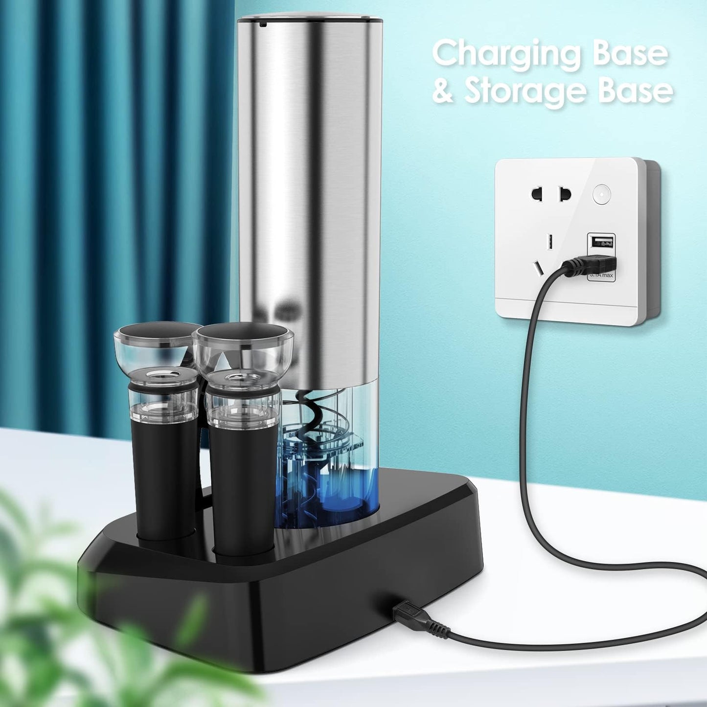 Wine Opener Electric Wine Opener, 7-in-1 Wine Opener Set with Charging Base, Automatic Wine Opener Rechargeable Gift for Wine Lovers Home Kitchen Party Bar Wedding