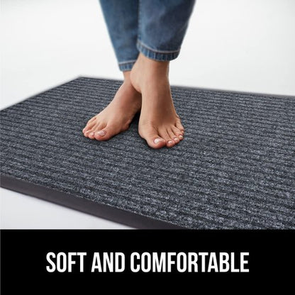 GORILLA GRIP Waterproof Traffic Guard Door Mat, 60x36, Heavy Duty Entryway Mats, Strong Backing Commercial Utility Rugs for Office Hallway, Garage Floor and Home, Low Profile Carpet, Charcoal Gray