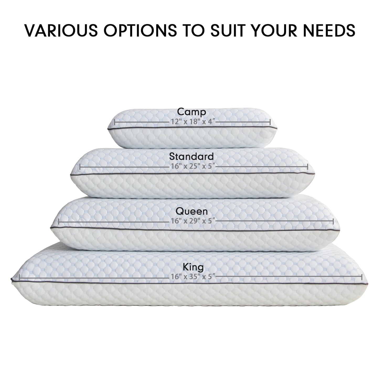 Okao Home Goods Memory Foam Pillow, King Ventilated Bed Pillow,Washable Cover,Cooling,Contoured Support, King 1 Pack