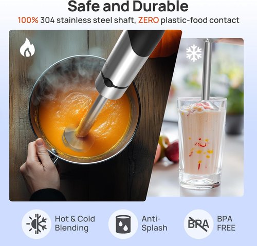 Consciot 10-in-1 Immersion Blender - Powerful 1100W Stainless Steel with Speed Control & Accessories