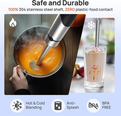 Consciot 10-in-1 Immersion Blender - Powerful 1100W Stainless Steel with Speed Control & Accessories