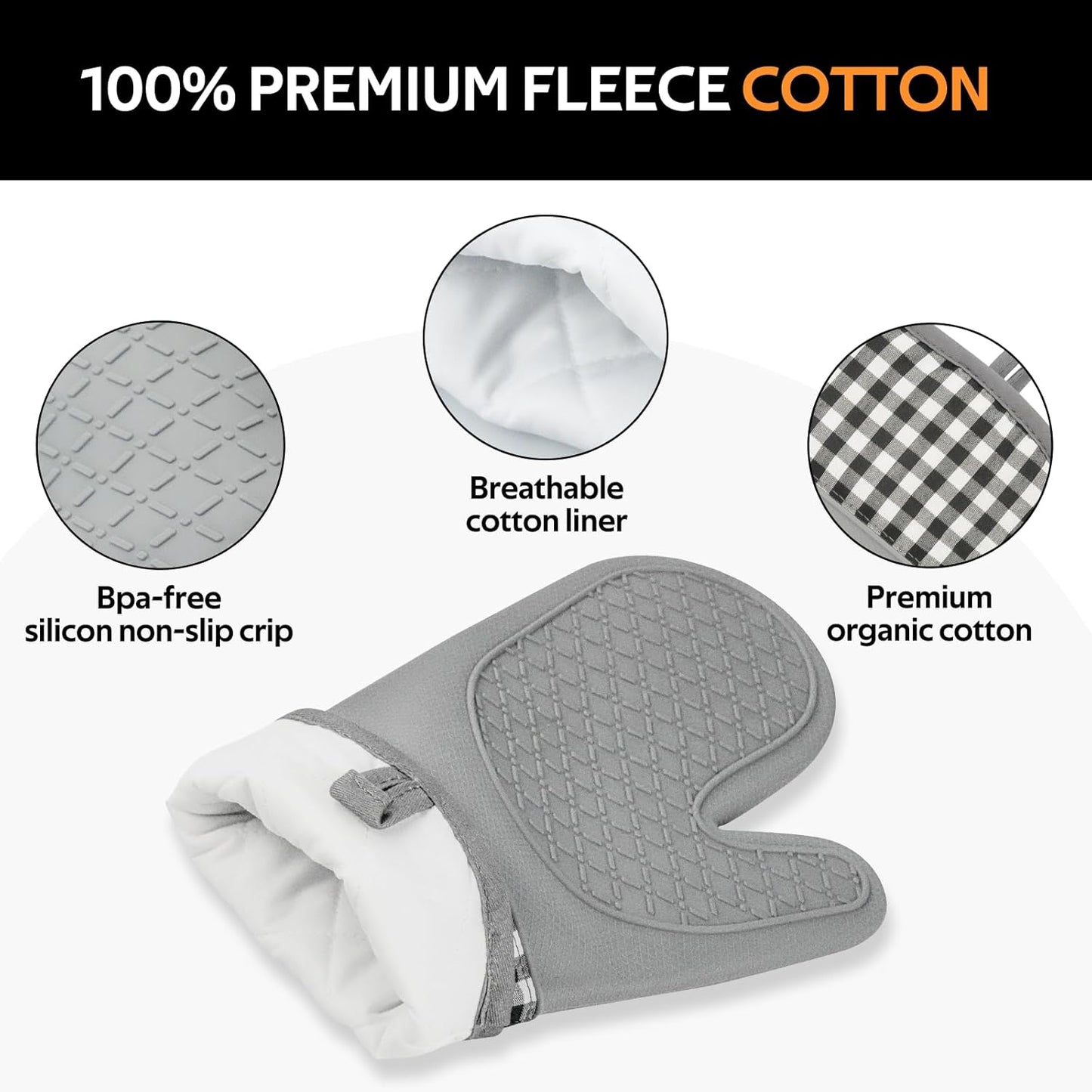 Skiennix Silicone Oven Mitts Set - Heat Resistant 4-Piece Bakeware Set with Pot Holders & Hot Pads
