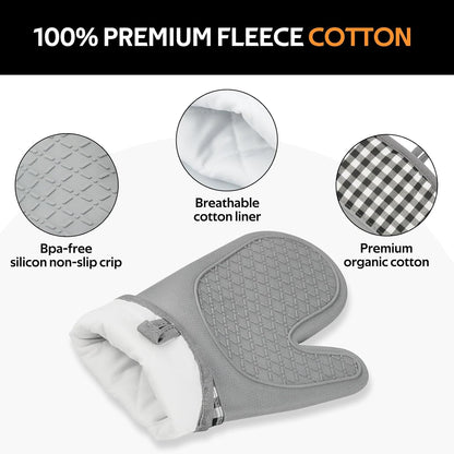 Skiennix Silicone Oven Mitts Set - Heat Resistant 4-Piece Bakeware Set with Pot Holders & Hot Pads