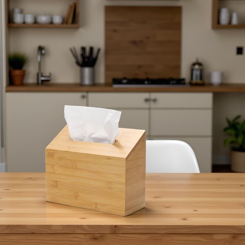 Hand Towel Box Cover Compatible with Kleenex Disposable Paper Hand Towels, Bamboo Wood Hand Towel Holder for Bathroom Kitchen Living Room Countertop