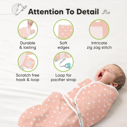 Organic Baby Swaddle Sleep Sacks by [Brand Name] - Soft & Snug for Newborns 0-3 Months | 3-Pack Butterflies, XS