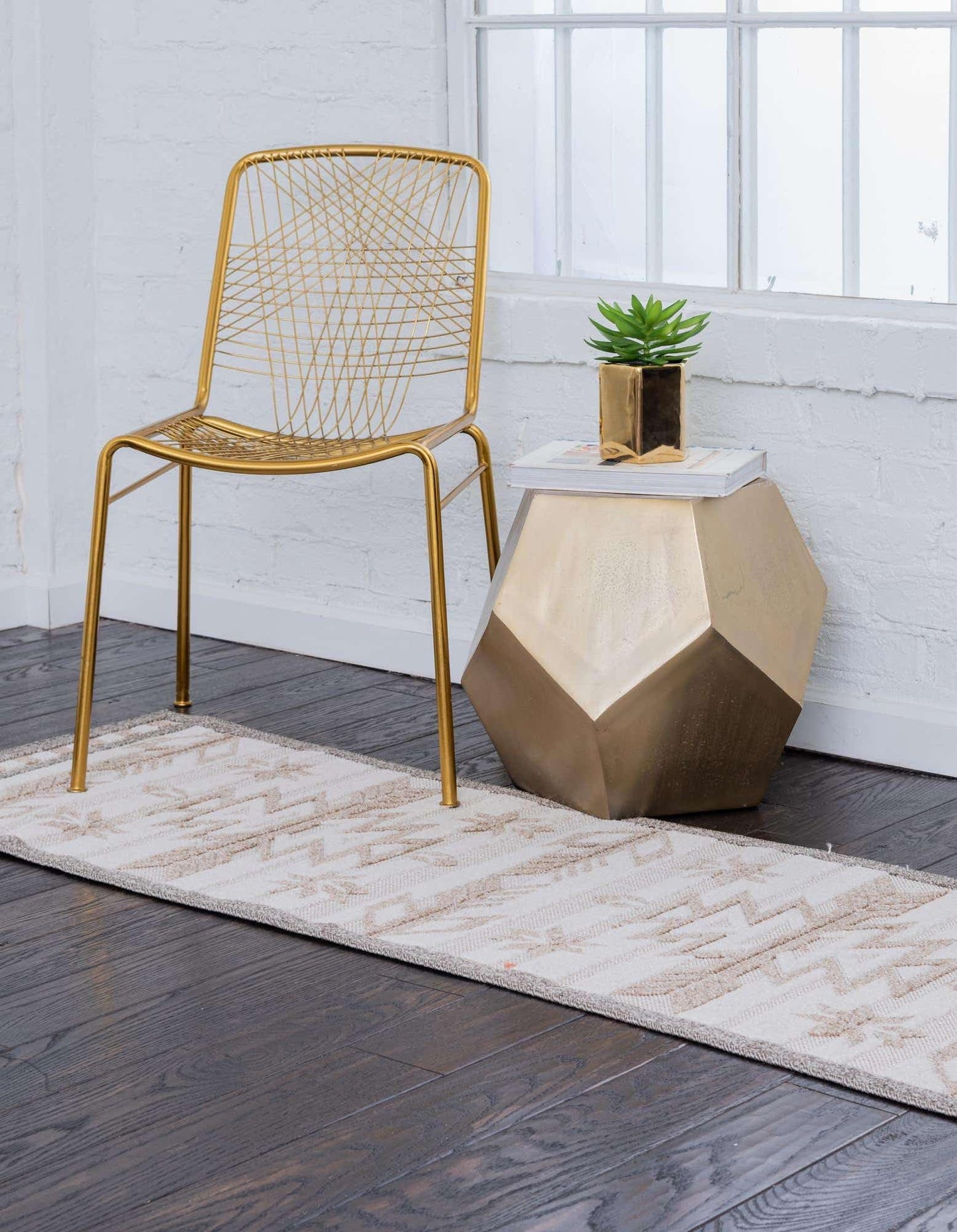 Unique Loom Outdoor Modern Collection Area Rug - Albuquerque (2' 7" x 10' Runner Beige/Brown)