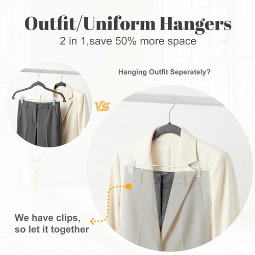 HOUSE DAY Velvet Skirt Hangers - 24 Pack Gray Non-Slip Clip Hangers for Pants & Skirts