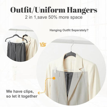 HOUSE DAY Velvet Skirt Hangers - 24 Pack Gray Non-Slip Clip Hangers for Pants & Skirts