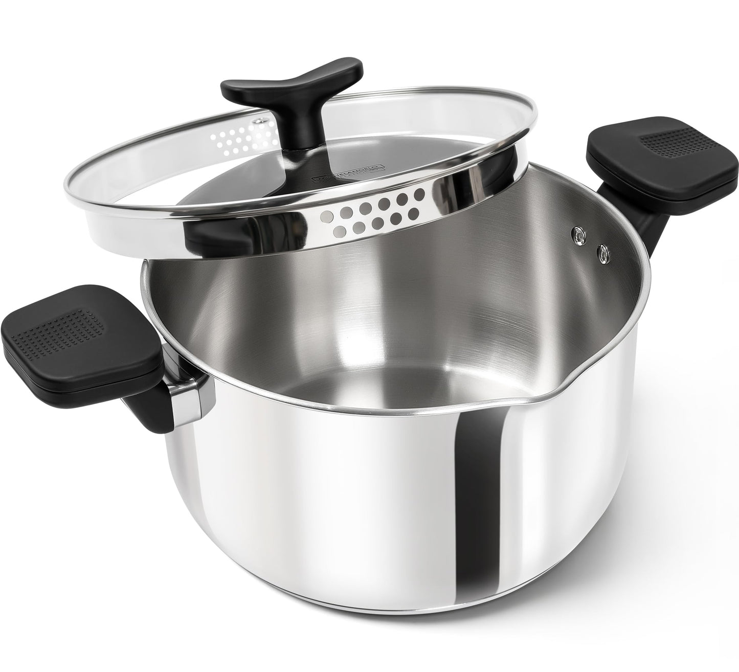 MICHELANGELO Stainless Steel Pasta Pot with Strainer Lid - Pasta Cooker | 6 Quart Induction Pot with Lid, 6 Qt Spaghetti Pot with Strainer Lid