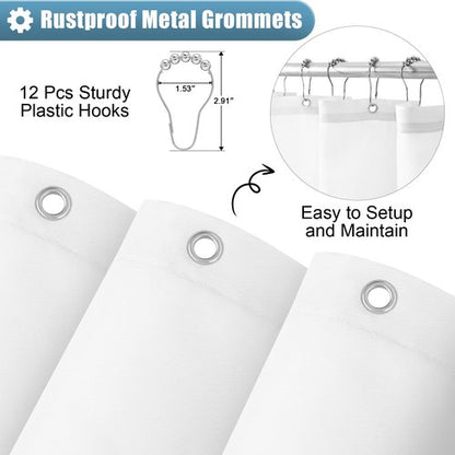 OLANLY Luxury Blue and White Ombre Shower Curtain Sets with 12 Hooks, Waterproof and Washable Decorative Shower Curtains for Bathroom, 72x72 Inches