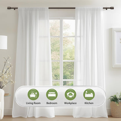 Skiennix Adjustable Curtain Rods - 5/8” Diameter, 30-45 Inch for Small Windows - Bronze Finish with Brackets