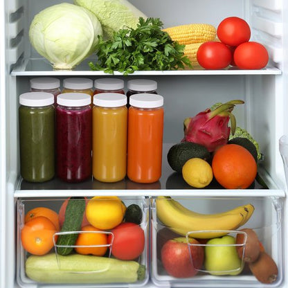 12 PACK, 16 OZ Glass Juice Bottles with Airtight Lids, Bonus 2 Straws & Perforated Lids, Reusable Juicer, Juicing Bottles - Clear Drinking Jars Cups, Water Bottle, Travel Juice Container, White Caps