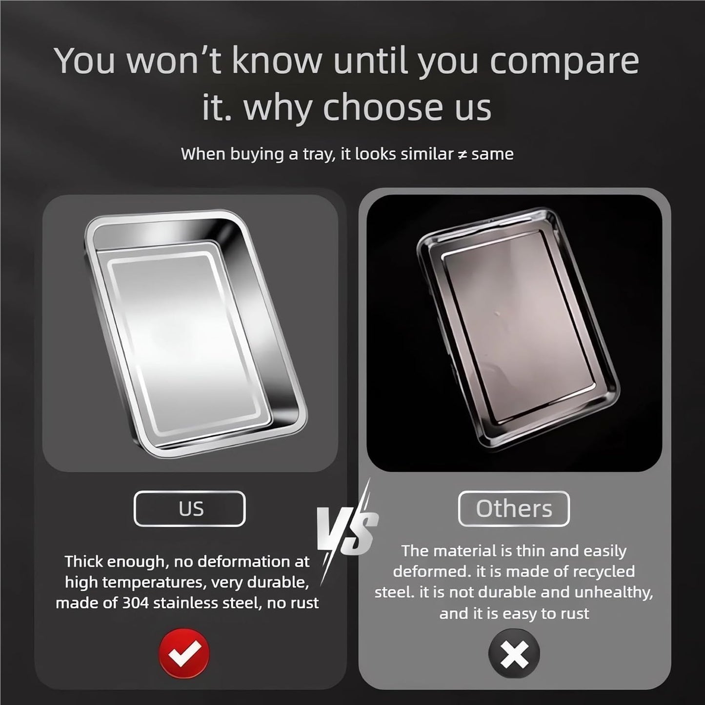 Regine Switzerland Extra Large 304 Stainless Steel Baking Pan Set - 2-Pack, Non-Toxic Bakeware, 1 Solid & 1 Perforated