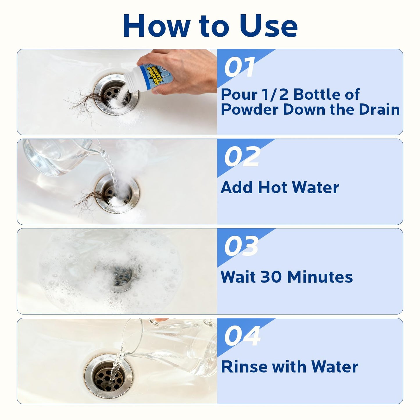 Sink and Drain Cleaner Powder Kit: Fast-Acting Clogged Pipe Opener for Kitchen Bathroom Pipes and Floor Drains - Drain Clog Remover for Routine Home Plumbing Maintenance (400 g)