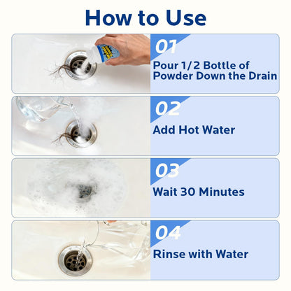 Sink and Drain Cleaner Powder Kit: Fast-Acting Clogged Pipe Opener for Kitchen Bathroom Pipes and Floor Drains - Drain Clog Remover for Routine Home Plumbing Maintenance (400 g)