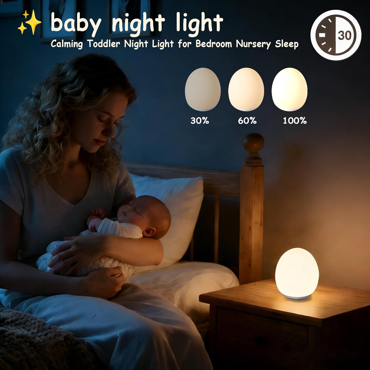 Skiennix Egg Night Light - 7 Color Changing Portable Lamp with 30-Minute Timer | Custom Hand-Painted Design for Kids' Nursery