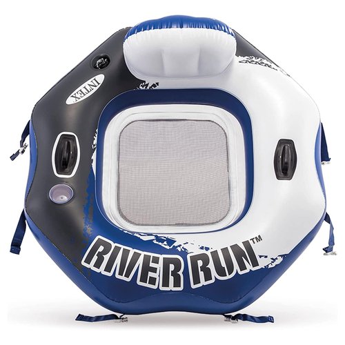 INTEX 58854EP River Run Connect Inflatable Floating Lounge: Comfortable Backrest – Built-in Cup Holder – Durable Grab Handles – Easy-to-Use Connectors – 220lb Weight Capacity