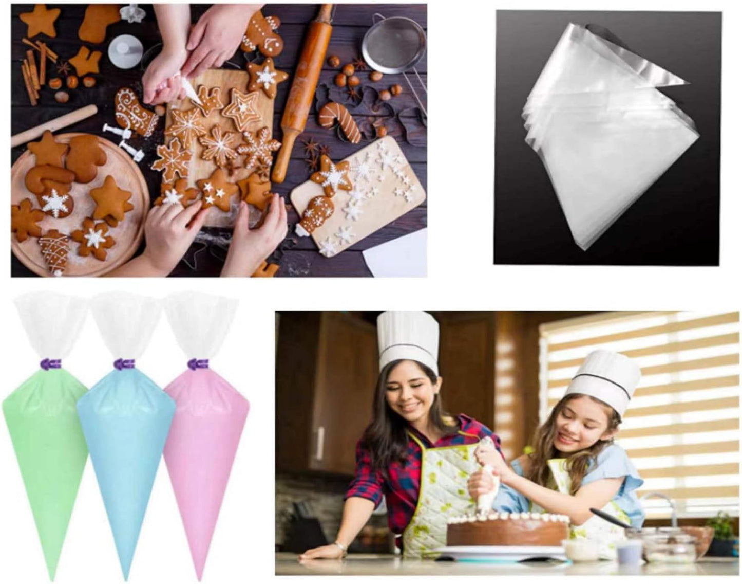 Skiennix Piping Bags - 100pcs 12 Inch Anti-Burst Disposable Pastry Bags for Cake & Cookie Decorating
