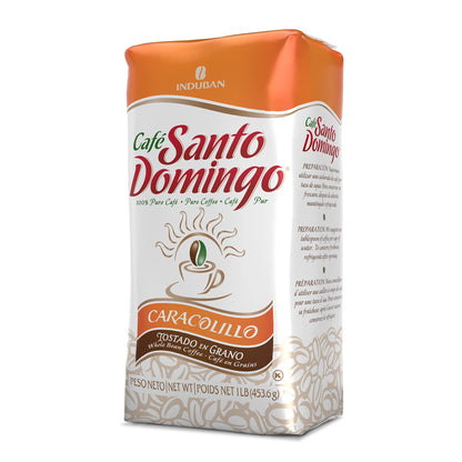 Café Santo Domingo Caracolillo, 16 oz Bag, Whole Bean Peaberry Coffee - Product from the Dominican Republic (Pack of 1)