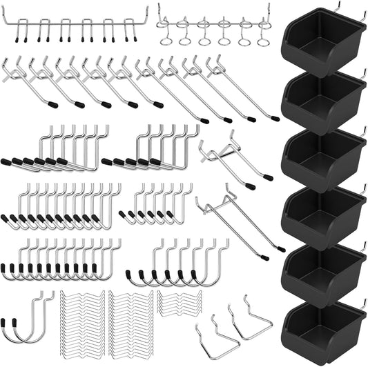 Ultimate 121-Piece Pegboard Hooks Set - Durable Metal Organizer Accessories for Tools & Bins