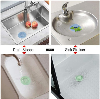 Bathtub Drain Stopper - 5 Pack Silicone Tub Stopper and Hair Catcher, Shower Drain Cover Strainer, Easy Install and Clean, Protects Bathroom and Kitchen Drains from Hair and Debris