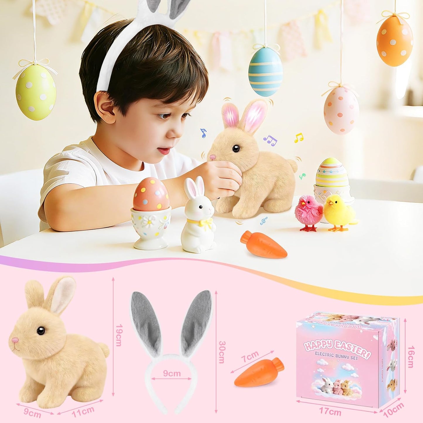 Realistic Bunny Toy for Kids - Interactive Hopping Rabbit with Sounds | Electric Brown Stuffed Animal