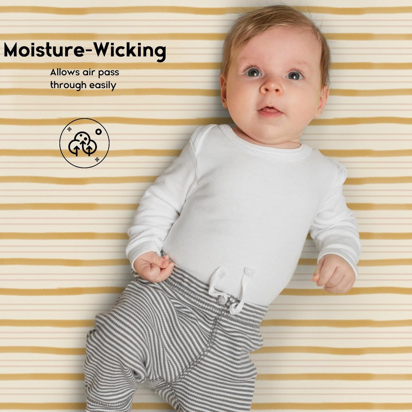 Yoofoss Fitted Pack and Play Sheets - Soft, Breathable Mini Crib Sheets 2-Pack (Brown & Stripe)