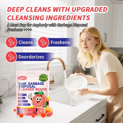 ifbaby 50 Count Garbage Disposal Cleaner and Deodorizer – Sink Odor Eliminator, New Powerful Grapefruit Zest Scented Kitchen Sink Freshener Pods& Drain Odor Eliminator Disposer Care Balls