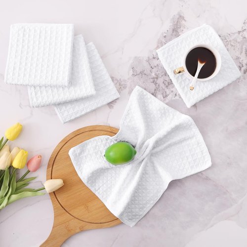 Homaxy Microfiber Dish Cloths - Ultra Absorbent Waffle Weave Kitchen Towels | 12x12 Inch, 6 Pack, White