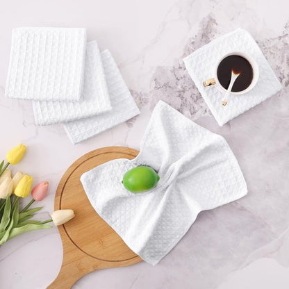 Homaxy Microfiber Dish Cloths - Ultra Absorbent Waffle Weave Kitchen Towels | 12x12 Inch, 6 Pack, White