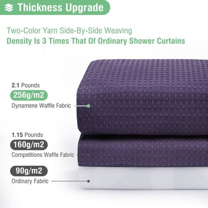 Dynamene Extra Long Shower Curtain,96 Inch Long Waffle Weave Heavy Duty Thick Fabric Bathroom Shower Curtain, Neutral Weighted Hotel Bath Curtain Set with 12 Plastic Hooks,72x96,Purple