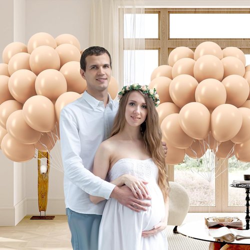 Beige Latex Balloons by [Brand Name] - 12 Inch | 50 Pack for Neutral Baby Showers & Birthday Parties