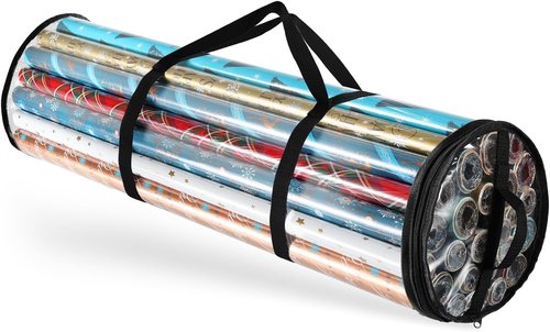 Hearth & Harbor Clear Wrapping Paper Storage Container - Organize Up to 40" Rolls - Tear-Proof Design - Green