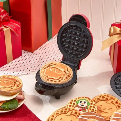 DASH Multimaker - Versatile Waffle Iron & Griddle with 7 Removable Plates | Mini Holiday Waffles (Red)