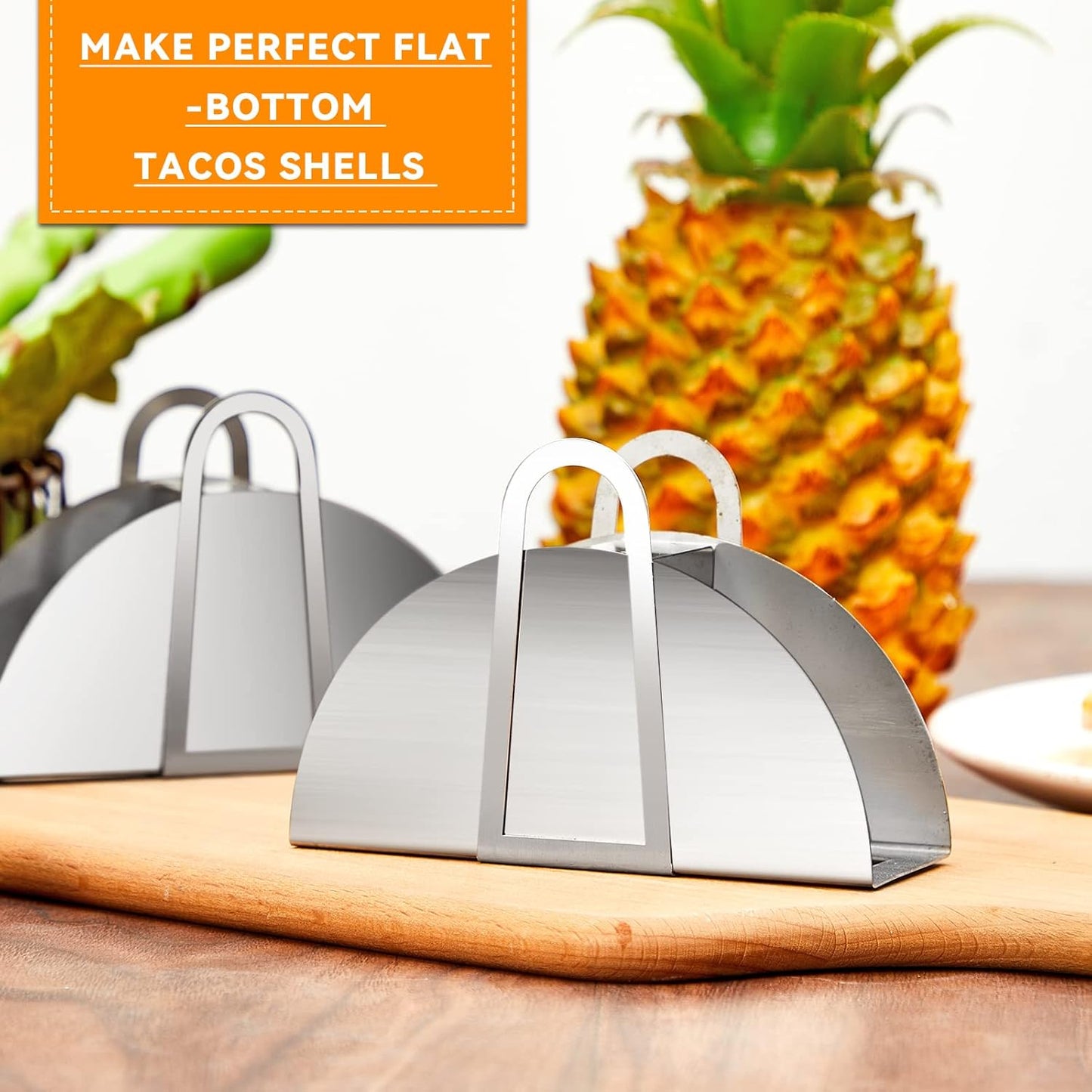 Skiennix 4-Pack Stainless Steel Taco Shell Molds - Durable Holders for Crispy Tortillas | Kitchen Cooking Tools