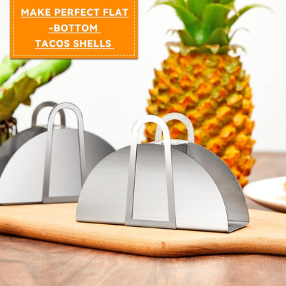 Skiennix 4-Pack Stainless Steel Taco Shell Molds - Durable Holders for Crispy Tortillas | Kitchen Cooking Tools