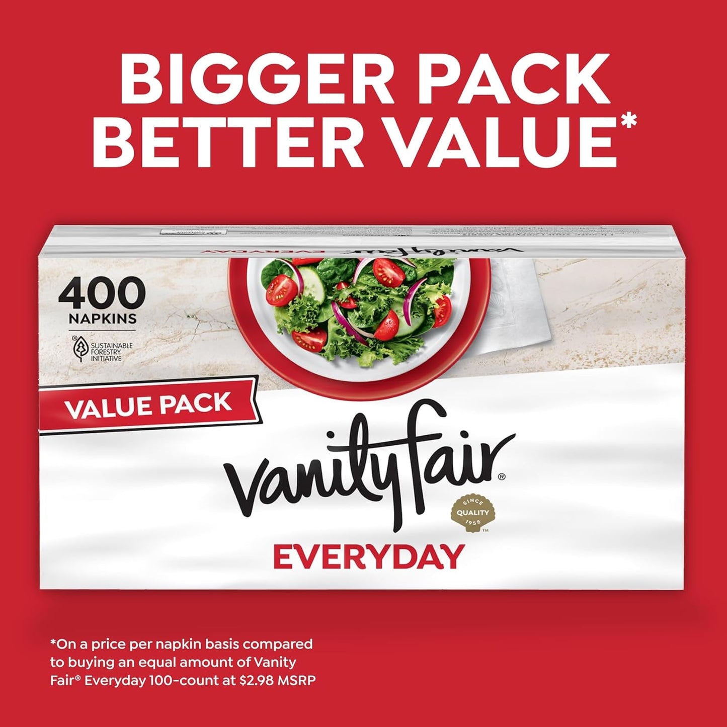Vanity Fair Everyday Paper Napkins - Soft & Smooth Disposable Napkins | 400 Count for Daily Use