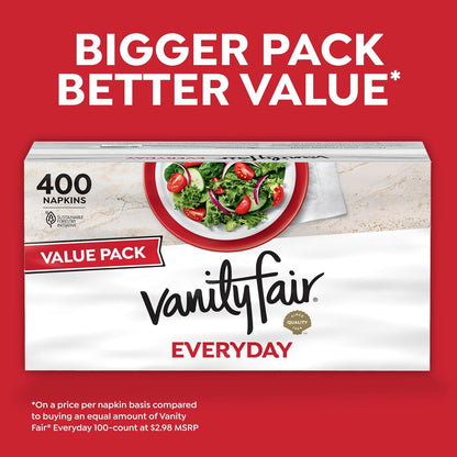 Vanity Fair Everyday Paper Napkins - Soft & Smooth Disposable Napkins | 400 Count for Daily Use