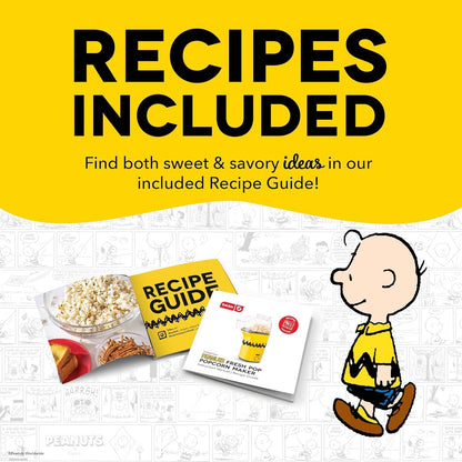 Peanuts DASH Fresh Pop Popcorn Maker - Oil-Free Air Popcorn Popper with Measuring Cup & Recipe Guide - 16 Cups for Movie Nights