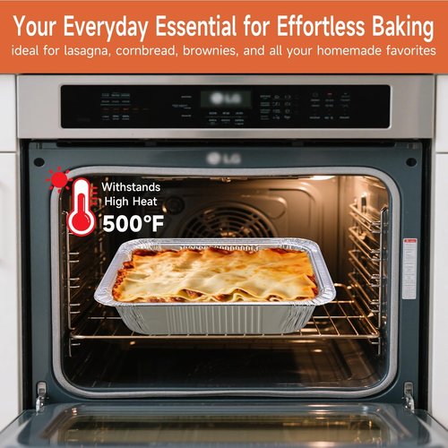 9x13 Aluminum Pans - Disposable Half-Size Foil Pans for Cooking, Baking & Meal Prep | 30 Pack