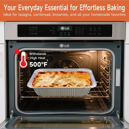 9x13 Aluminum Pans - Disposable Half-Size Foil Pans for Cooking, Baking & Meal Prep | 30 Pack