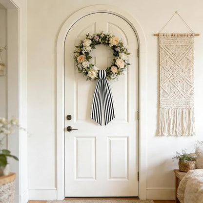 AZYM Wreath Sash Set - Elegant Ribbon Accessories for Indoor/Outdoor Decor | White & Black