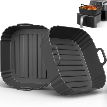Square Silicone Air Fryer Liners by [Brand Name] - Reusable 8.5 Inch Accessories for Ninja AF141 & COSORI 5-6.5 QT