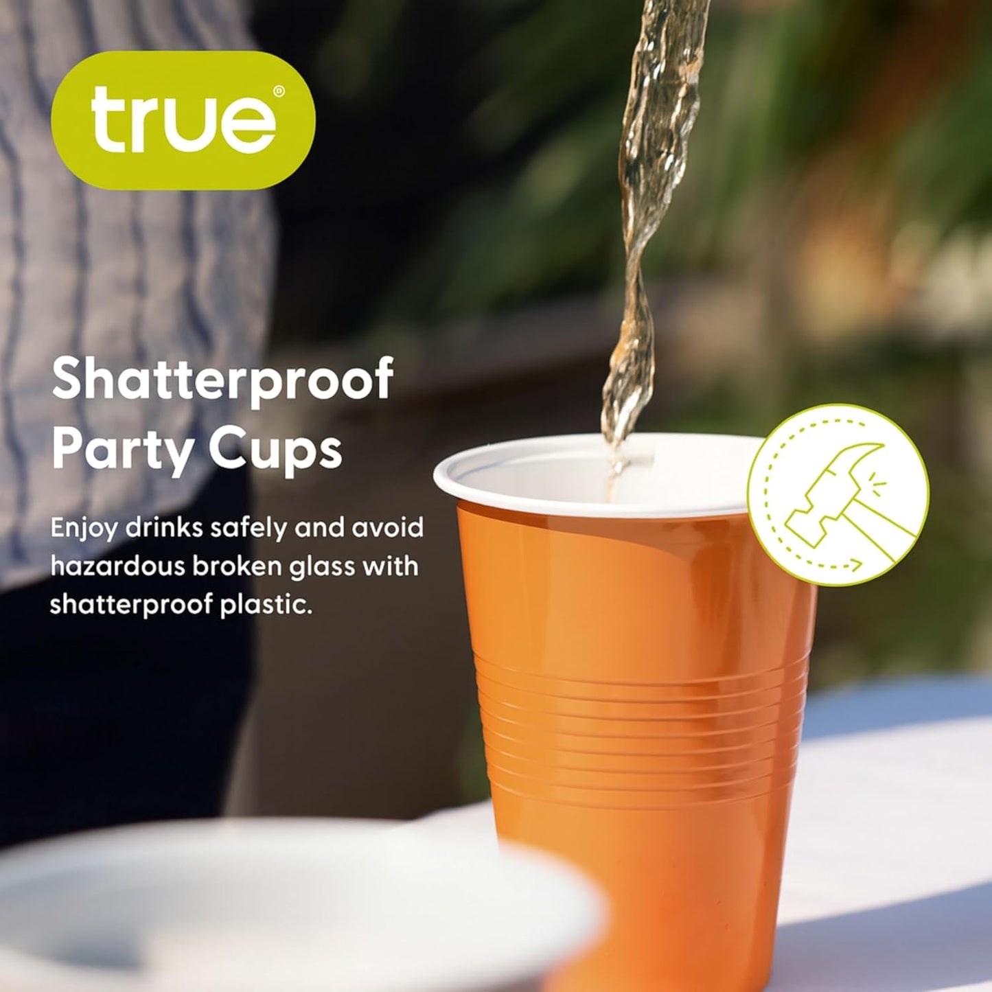 True Plastic Cups - 16 oz Disposable Cocktail & Soda Cups | Set of 50 in Vibrant Orange for Parties & Events