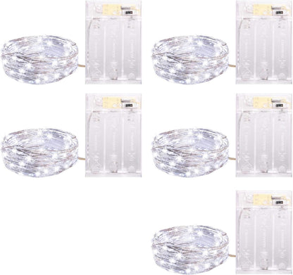 Skiennix 20 LED Fairy Lights - 7 Feet Battery Operated String Lights with Timer | Waterproof Silver Wire for Home, Party & Wedding Decor