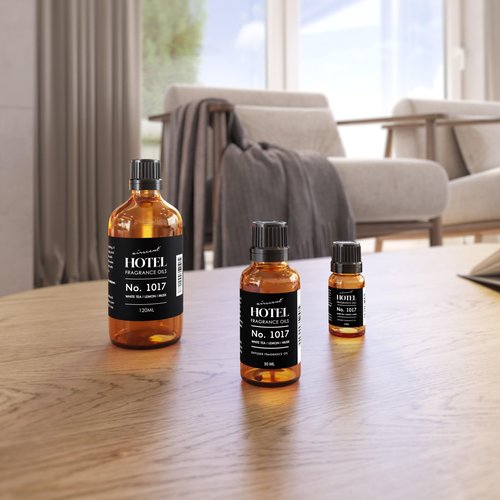 AirScent Hotel Diffuser Oil No. 1017 - White Tea Lemon Cedar Wood - Hotel Scent Dupe - Premium Fragrance Oil for Ultrasonic and Waterless Diffusers and Crafting - 30 mL, 1 fl oz Glass Dropper Bottle